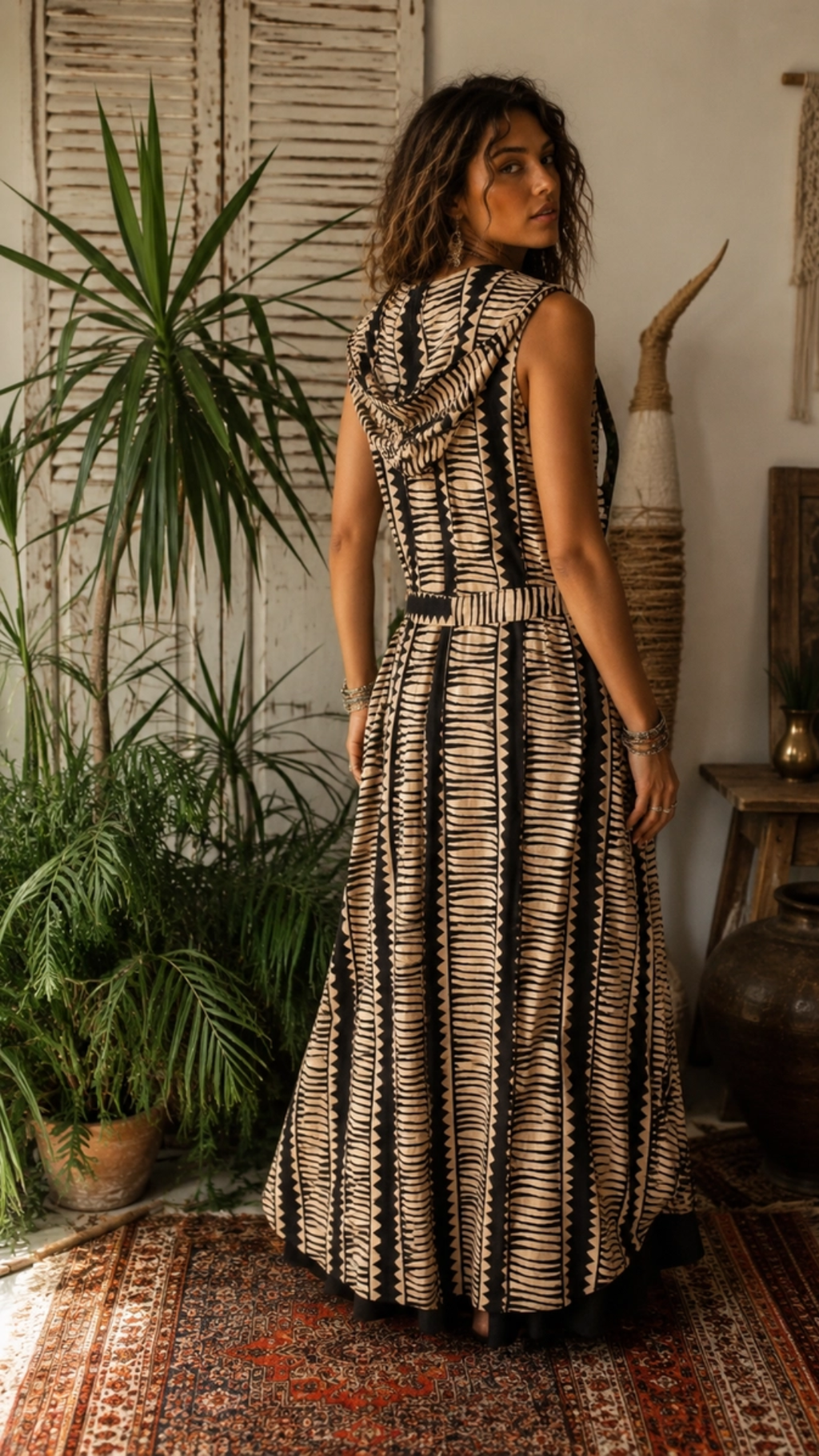 For The Tribe Sleeveless Long Kimono Wrap