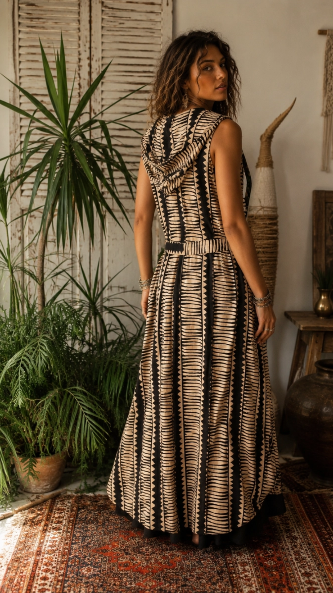 For The Tribe Sleeveless Long Kimono Wrap