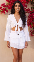 Lorelei Tie Front Bell Sleeve Cotton Top