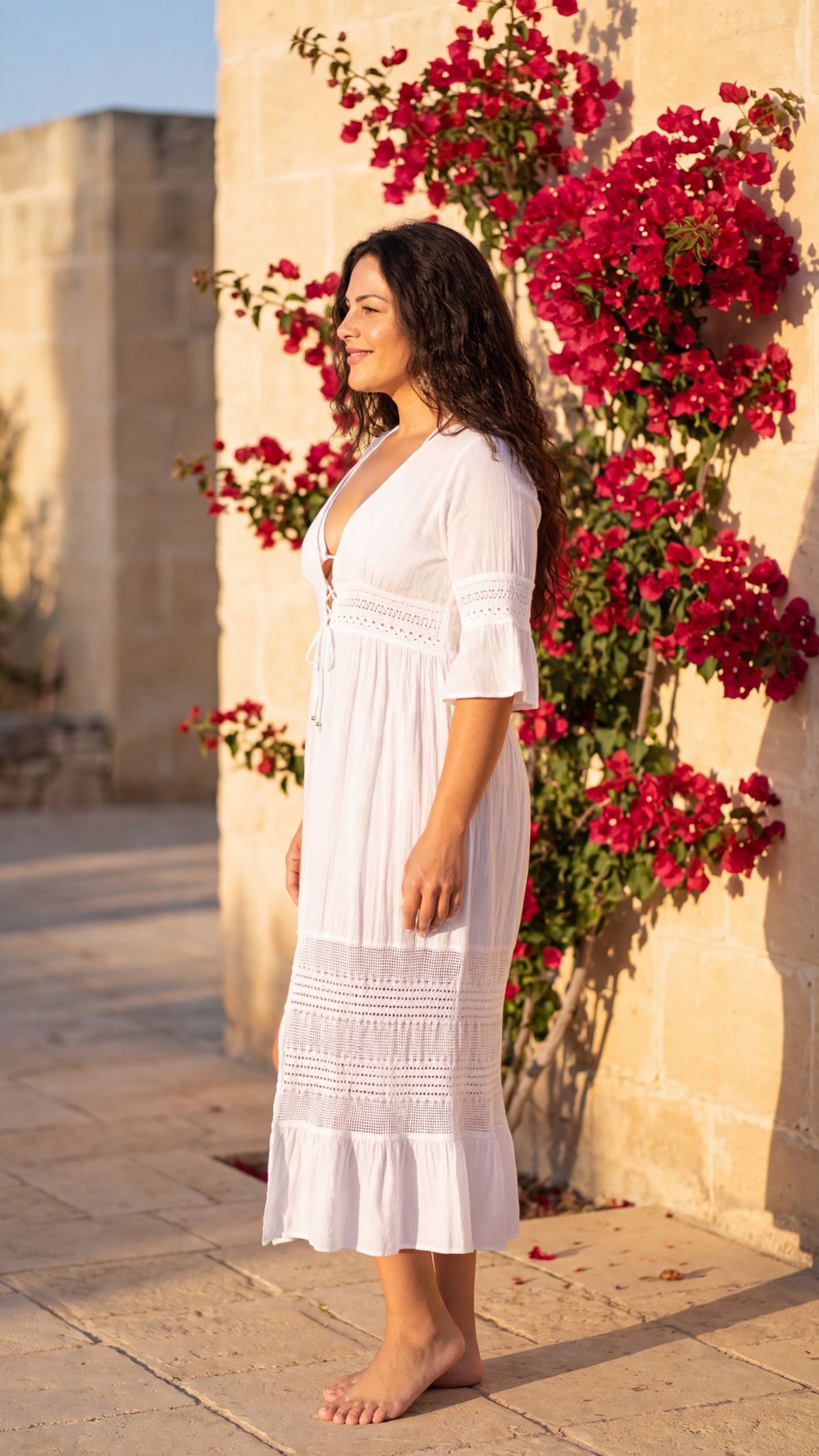 Rivara Tie-Front Crochet Maxi Cover-Up