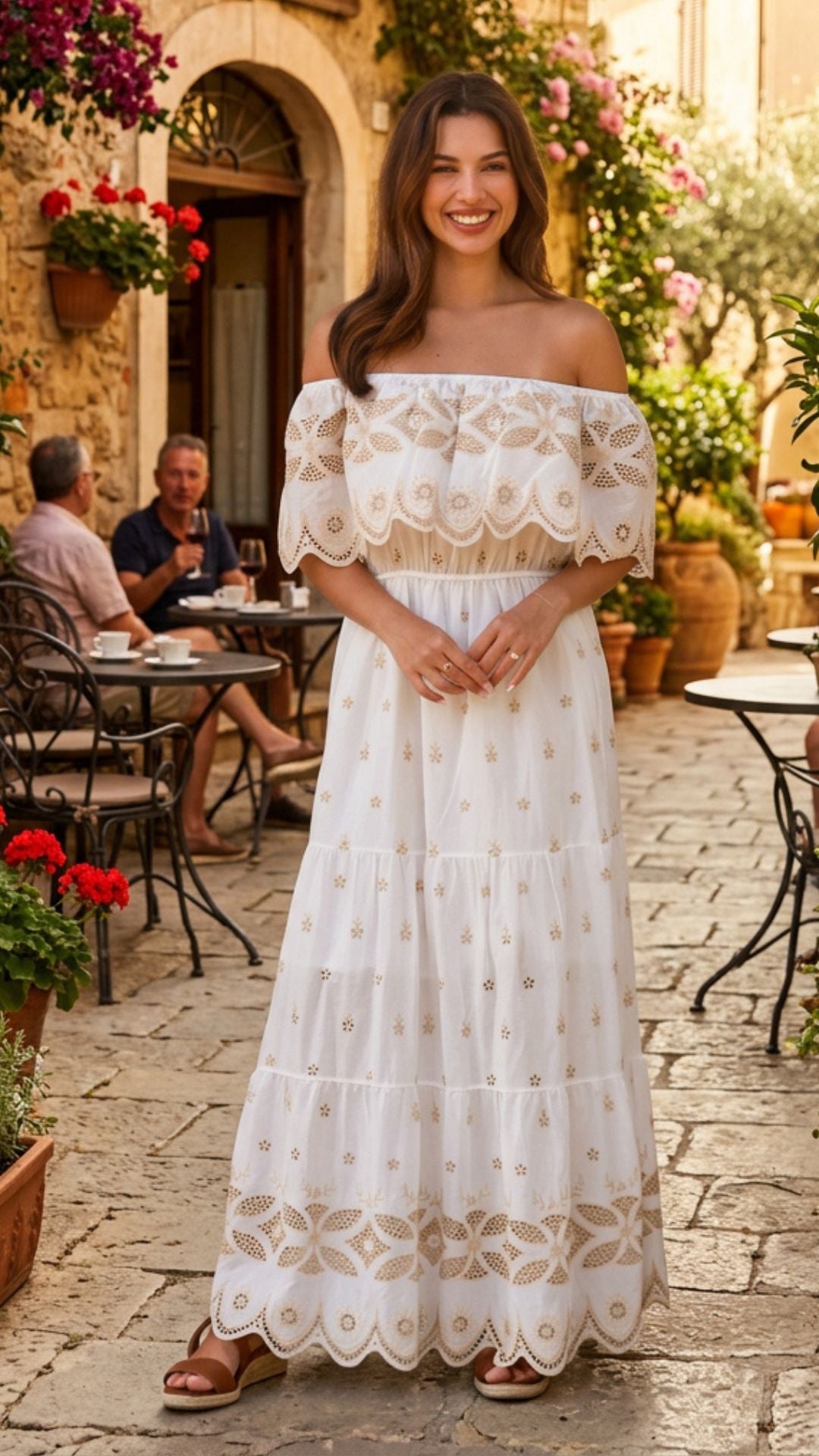 Serenità Bianca Off Shoulder Dress