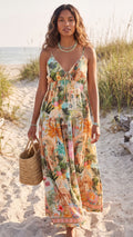 Costa Fiorita Tie Front Maxi Dress