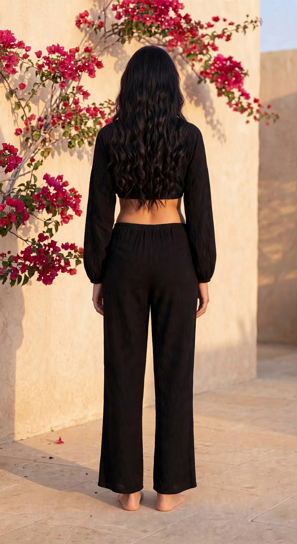 Aria Drawstring Wide Leg Cotton Resort Pants